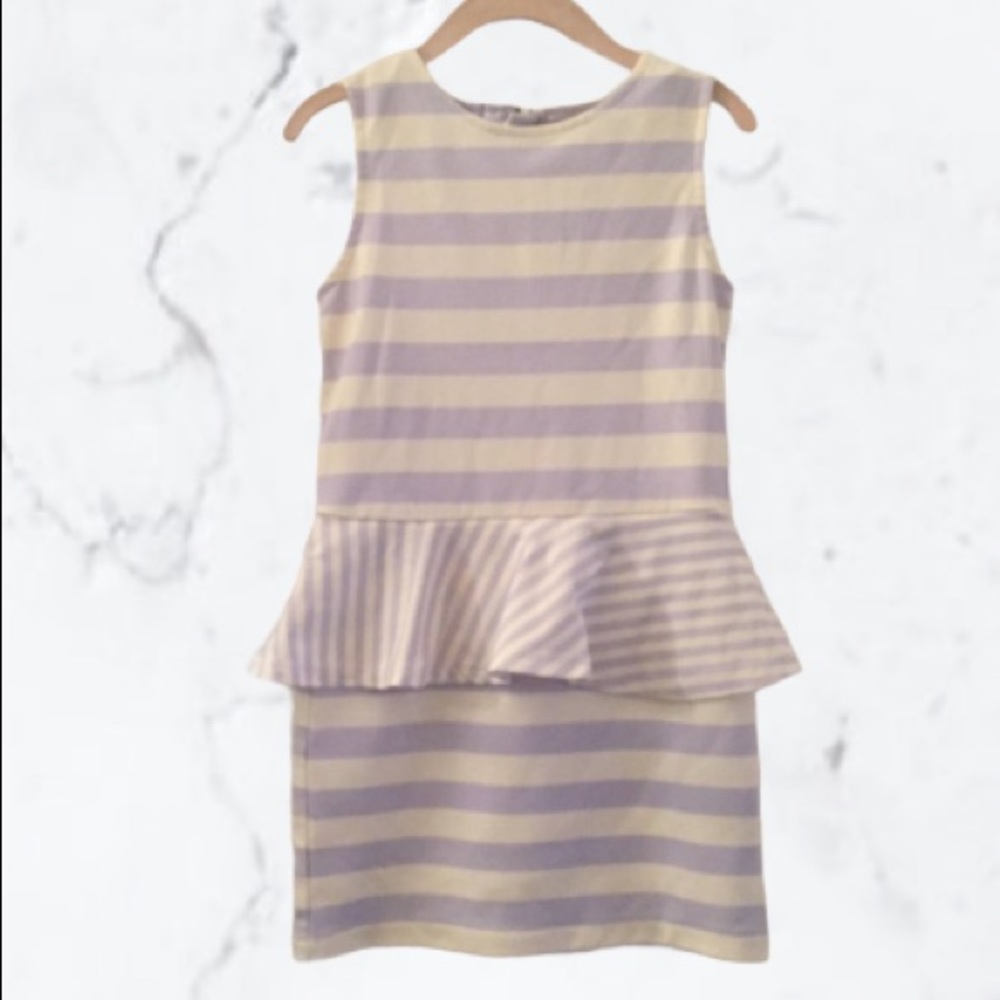 Girls H&M Blue White Peplum Dress Size 2-4